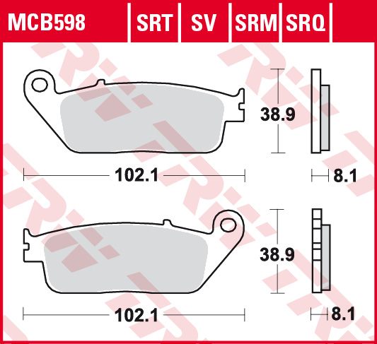 Колодки тормозные передние для Kawasaki Z650 / Ninja650 / Versys650 &#039;15-21 / Z750 &#039;07-12 / Z800e без ABS &#039;13-16 (синтетика) TRW MCB598SV