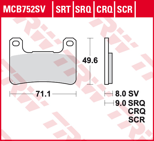 Колодки тормозные передние для Kawasaki Z1000 &#039;10-20 / Z1000SX &#039;11-19 (синтетика) TRW MCB752SV