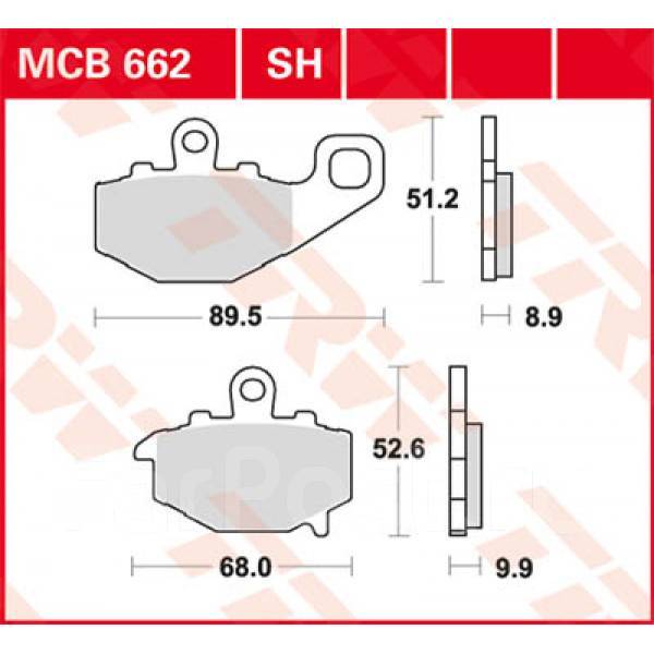 Колодки тормозные задние для Kawasaki ER-6n / ER-6f / Versys650 &#039;06-14  / Z1000 &#039;17-20 / Z1000SX &#039;11-19 TRW MCB662SH
